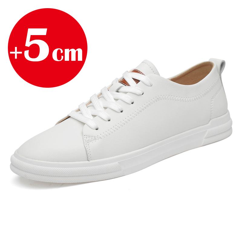 Flat or 5cm Height Increasing Men Shoes Casual Elevator Shoes Man Fashion Lift Sneakers Sport Genuine Leather Shoes Tall