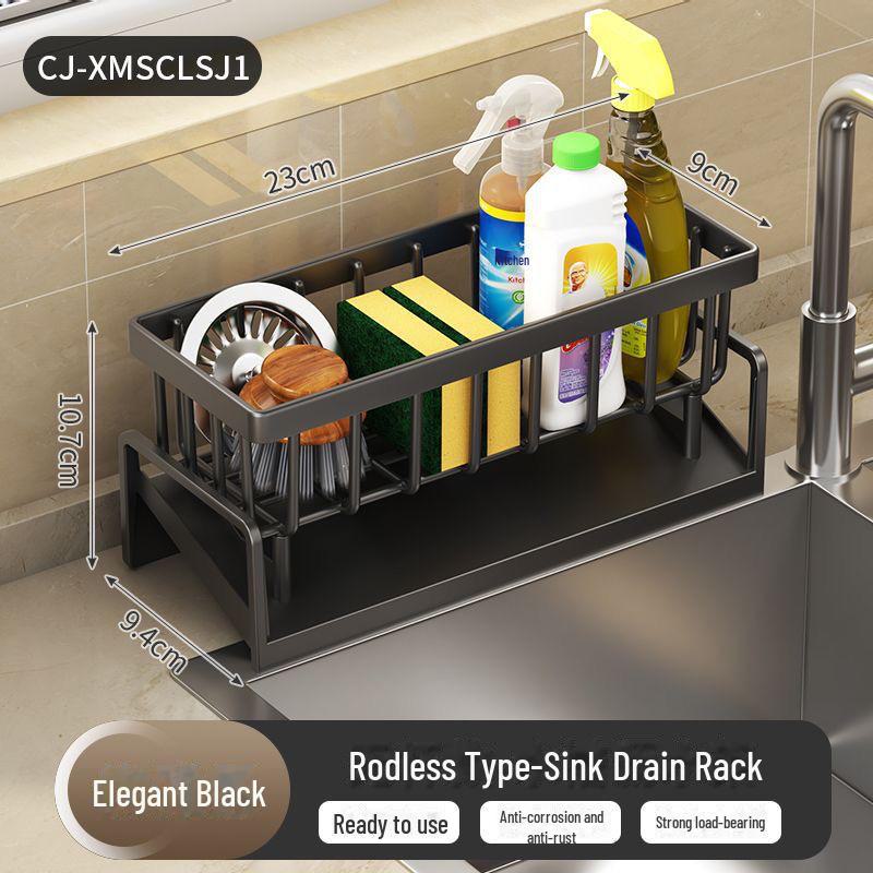 Kitchen Sink Rack & Countertop Multi-function Storage Organizer with Drain Sponge and Scouring Pad Holder.