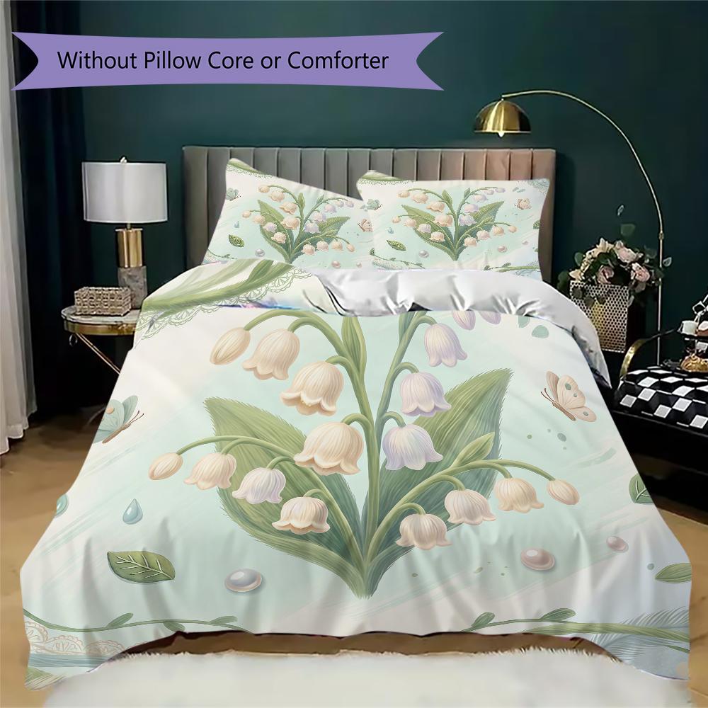 Winter Snowdrop Pattern Bedding uilt Set uilt Cover Pillowcase Home Decoration Birthday Gift (1 * duvet cover + 2 * pillowcase without core)