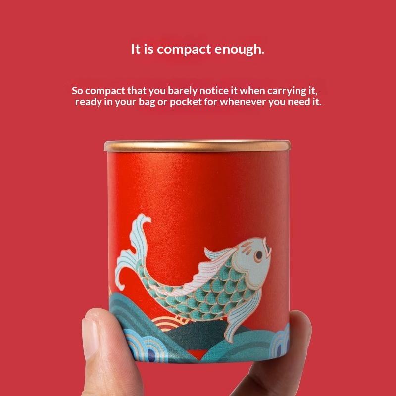 Retro Koi Fish Mini Empty Tea Tin Can Household Tea Sealed Jar Portable Travel Small Tea Box Paper Storage Can