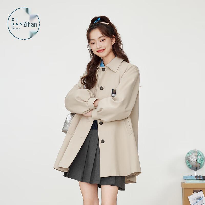 ZIHAN Women s Sweet Bow Lapel Trench Coat M