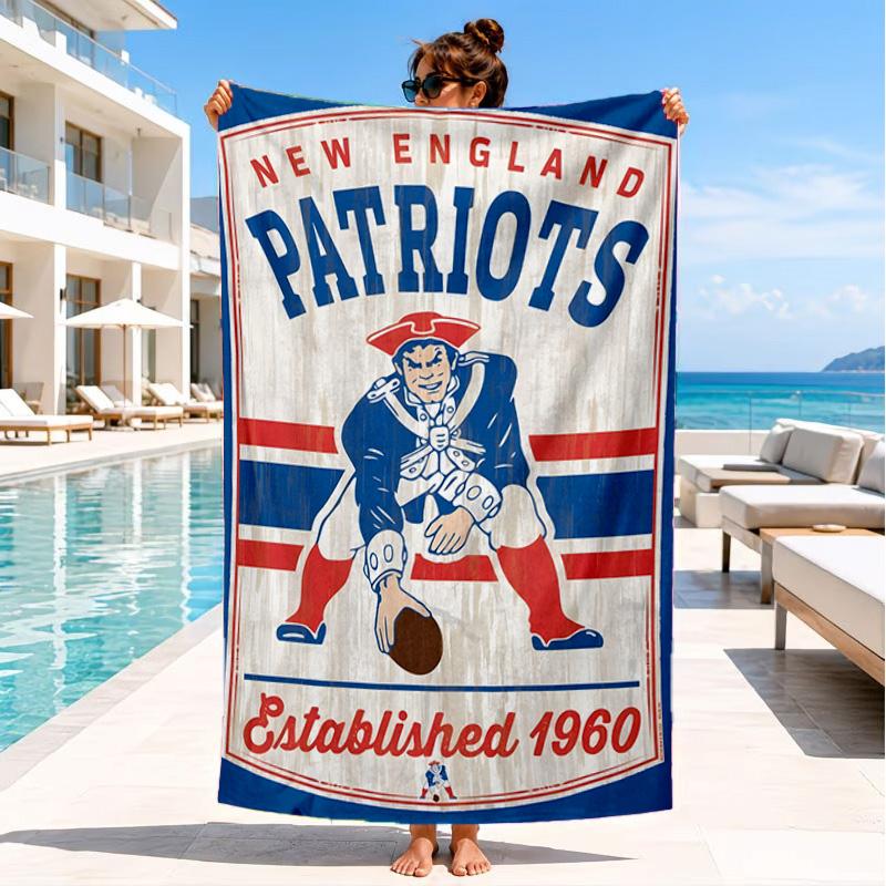 Patriots Team Spirit Beach Towel, Quick-drying, Easy to Care for, Suitable for Both Fitness and Beach Vacations,Sports Essential
