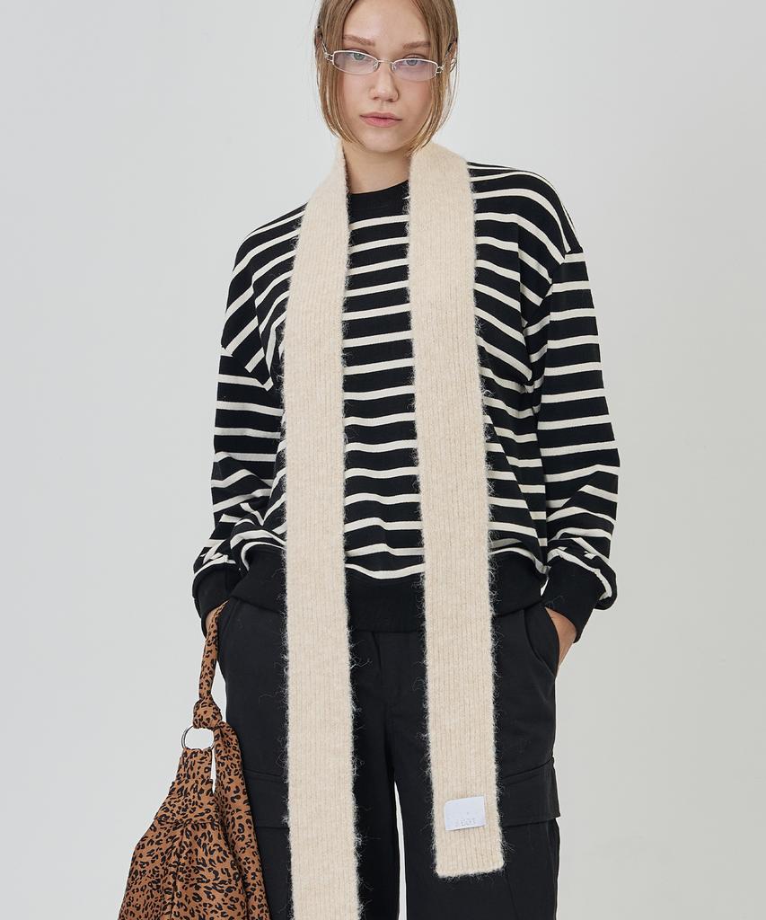 THE-ABON Knit Tie Scarf Blue