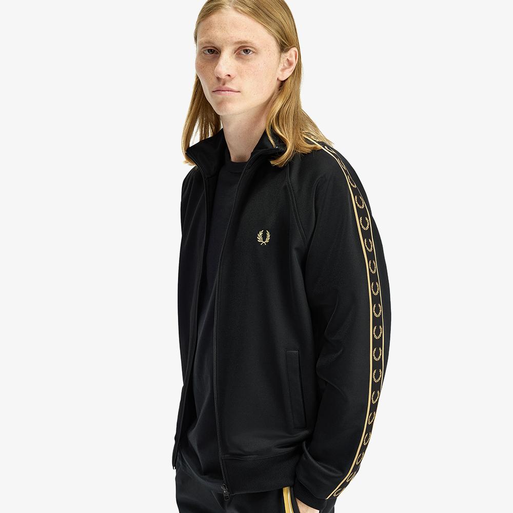 Fred Perry [Sport] Contrast Tape Track Jacket - Black/Champagne Afpm2615557-90A