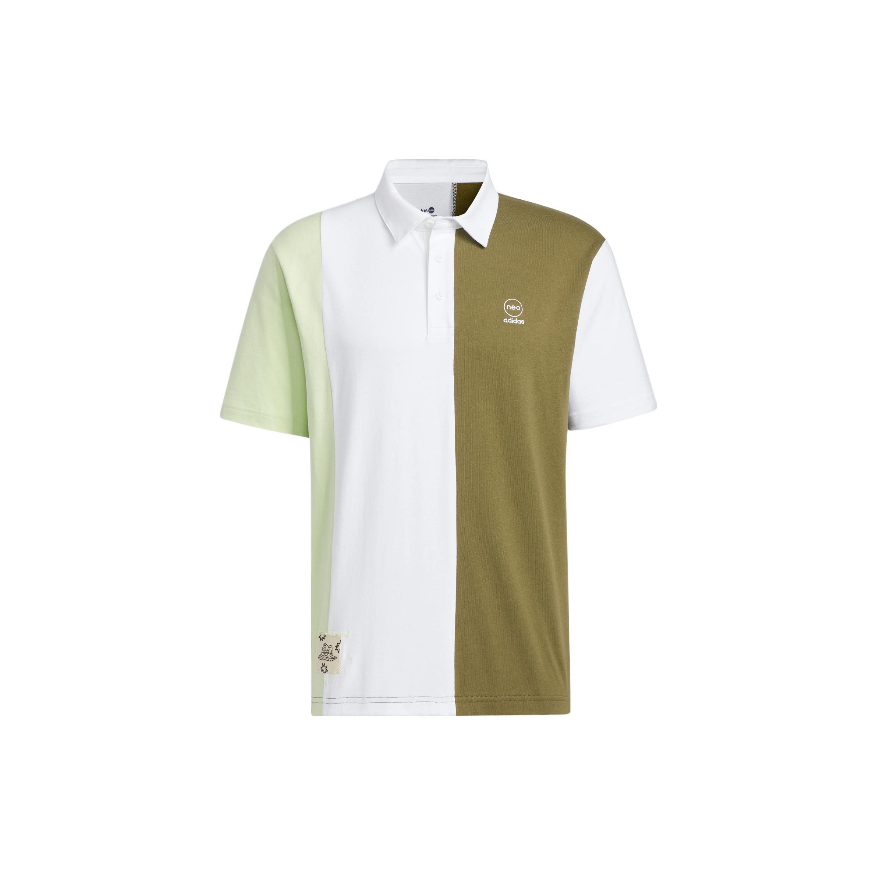 

Adidas Neo Colorblock Повседневная рубашка поло с коротким рукавом Мужские топы Зеленый Белый HS6810 M