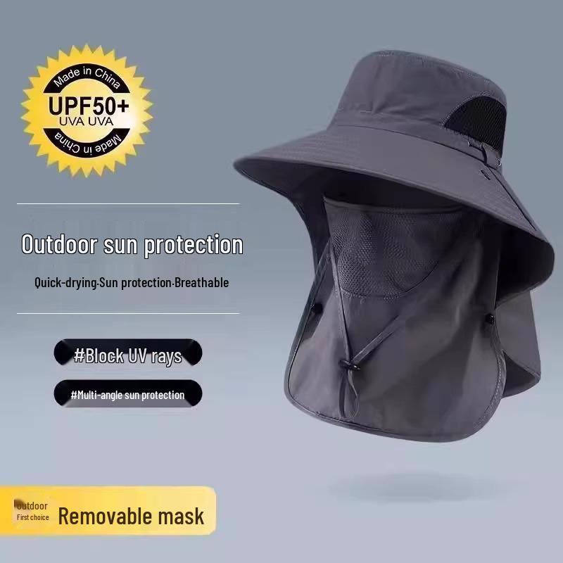 Men’s Wide Brim UV Protection Bucket Hat with Face and Neck Guard