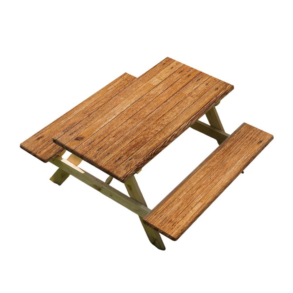 Elastic Wood Grain Outdoor Table and Chairs Cover Set (3-Piece)