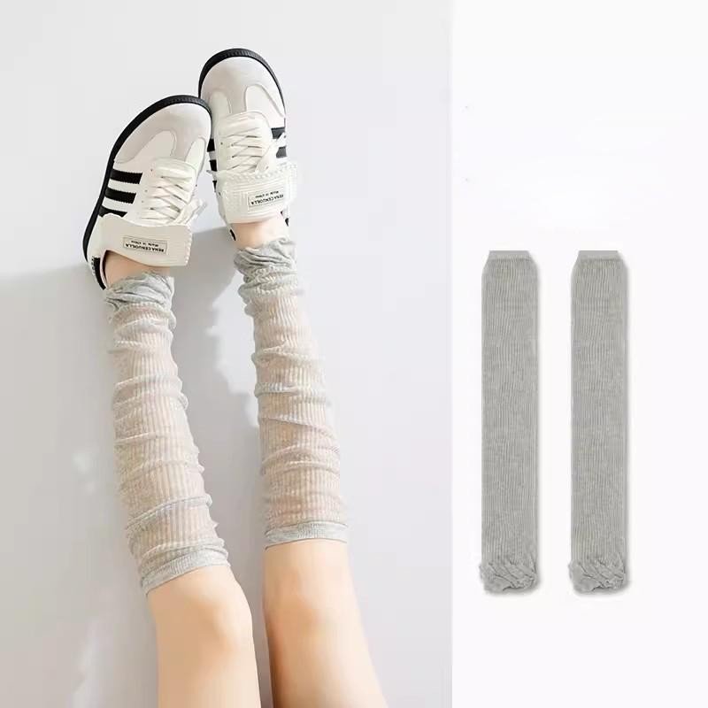 Y2k Girls Ruffles Knee Socks Lolita Long Socks Women Leg Warmers Stockings Thin Breathable Foot Cover Arm Sleeves Sun Protection