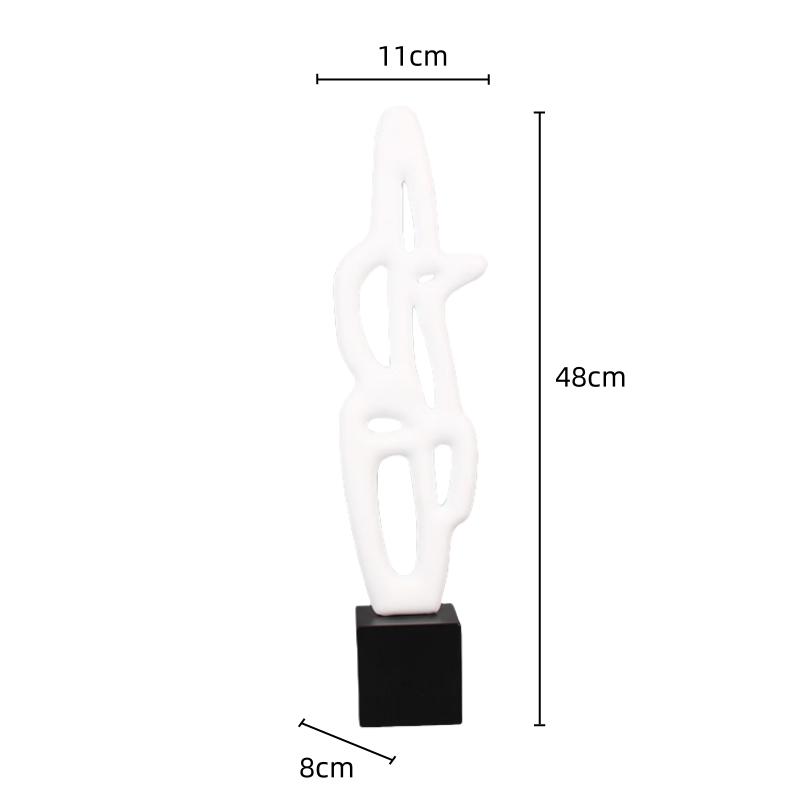 Resin Handicraft Hollow Geometric Sculpture Black and White Irregular Decorative Figurines Room Decoration Accessories