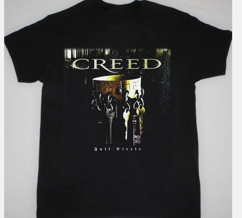 НОВАЯ Creed - Полный Круг Короткий Рукав Хлопок Черный Все Размеры Рубашка Унисекс Футболка XXXXL