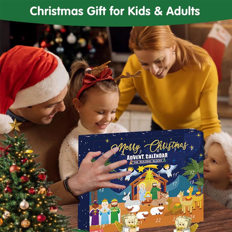 Krippen Adventskalender Blöcke Geschenkbox Spaß Geschenkbox Krippe Jesus 24 Tage Countdown Adventskalender Weihnachten Heimdekoration