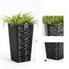 Garden 2-Pack Black Tall Planter - Plastic Square Tapered Tree Plant Pots with Drainage Hole for Indoor Outdoor - 22 H Modern W