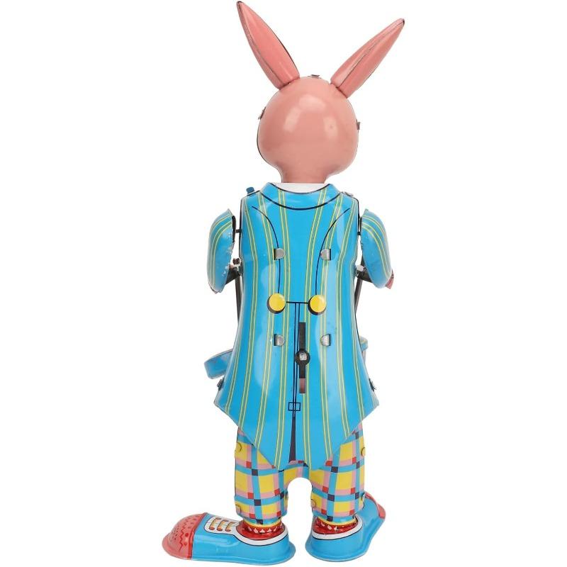 Rabbit Clockwork Toy, Metal Vintage Retro Swinging Drumming Rabbit Wind Up Toys for Gifts Collection Decoration