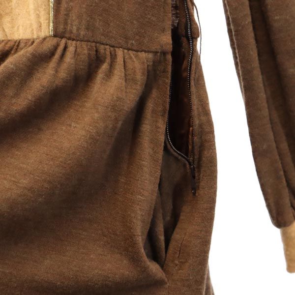 BALENCIAGA French wool blend Long sleeve one piece 38 Brown Women Used