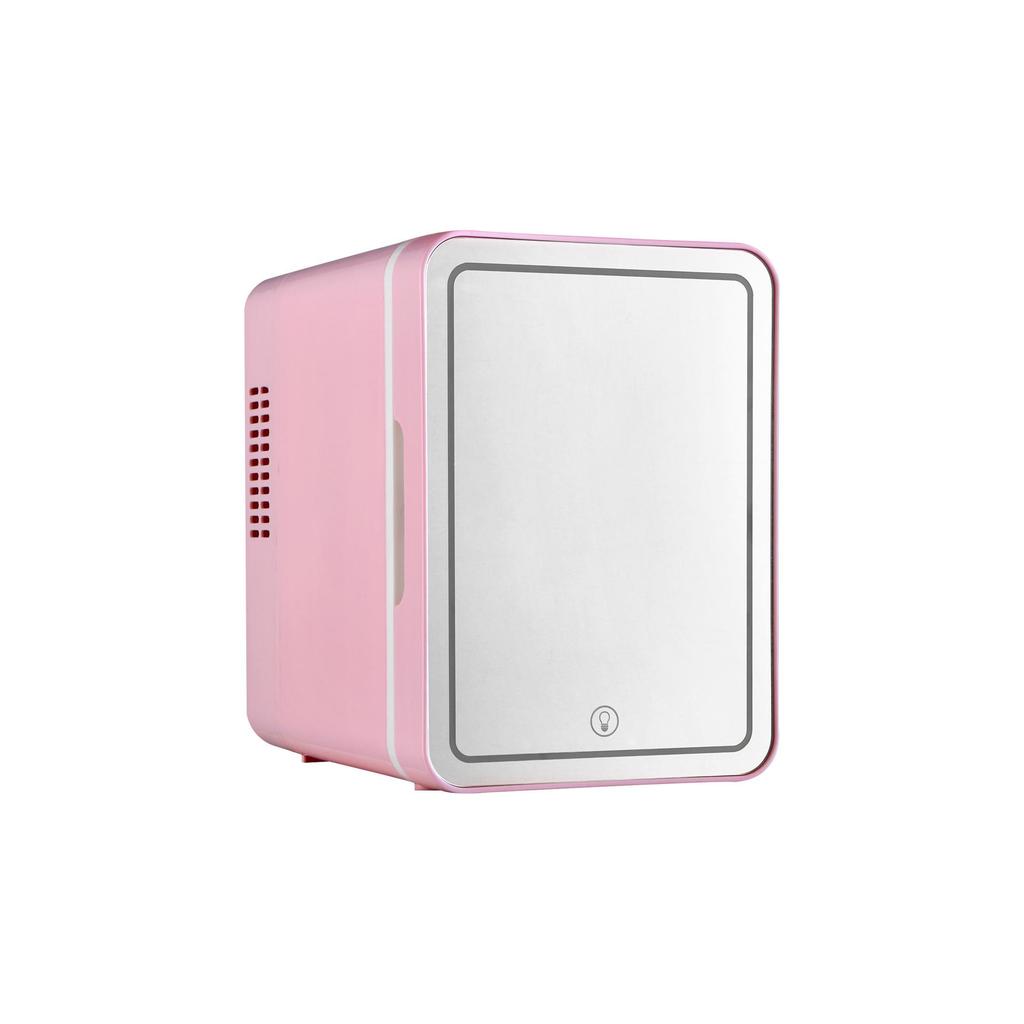 4L Mini Car Fridge with Mirror and Light Strip – Ideal for Makeup, Skincare, Drinks, Heating & Cooling