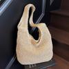 Lässige Urlaubs-Stroh-Webtasche Leichte Einfarbige Schulter Damenhandtasche Große Kapazität Stroh-Webtasche
