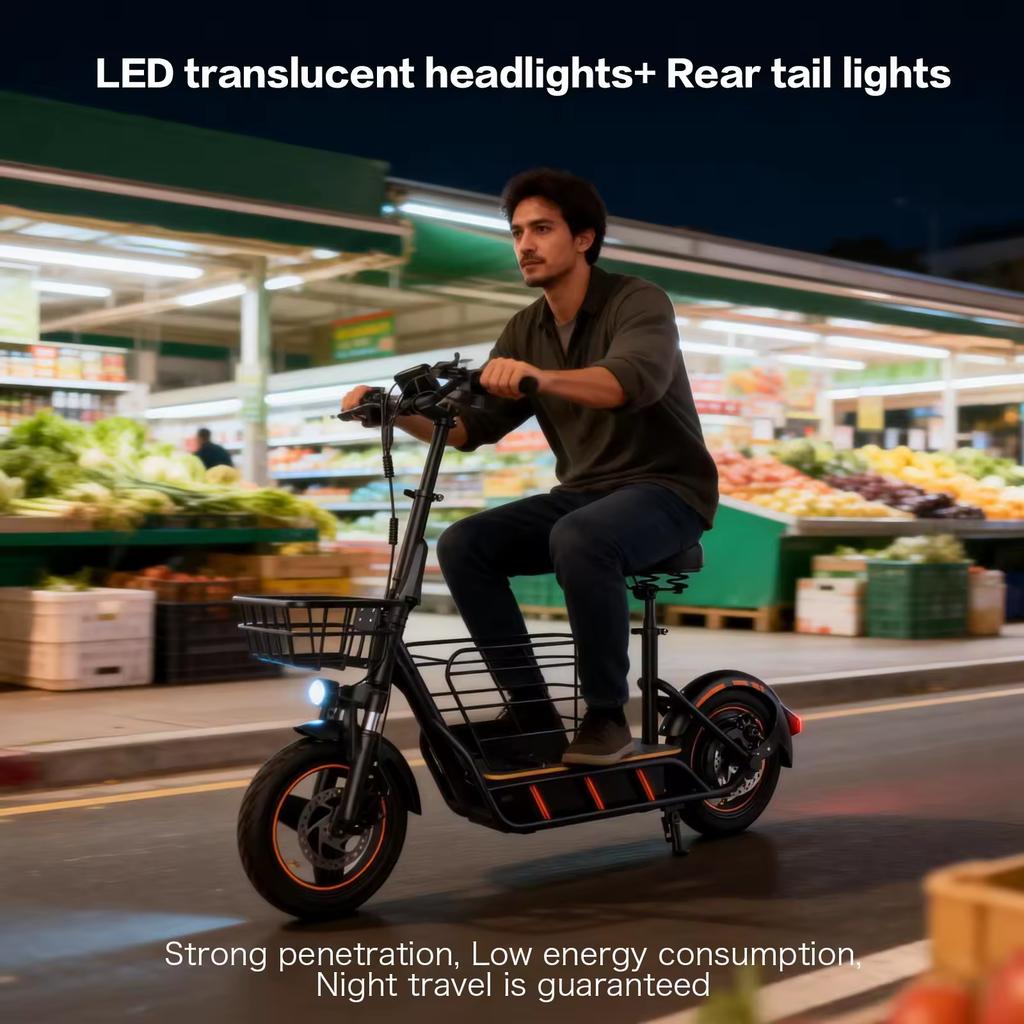 H14 E Scooter 600W Motor 36V10AH Battery Front Suspension Dual Disc Brakes Electric Scooter 14-Inch Tires Commuting E-Scooter