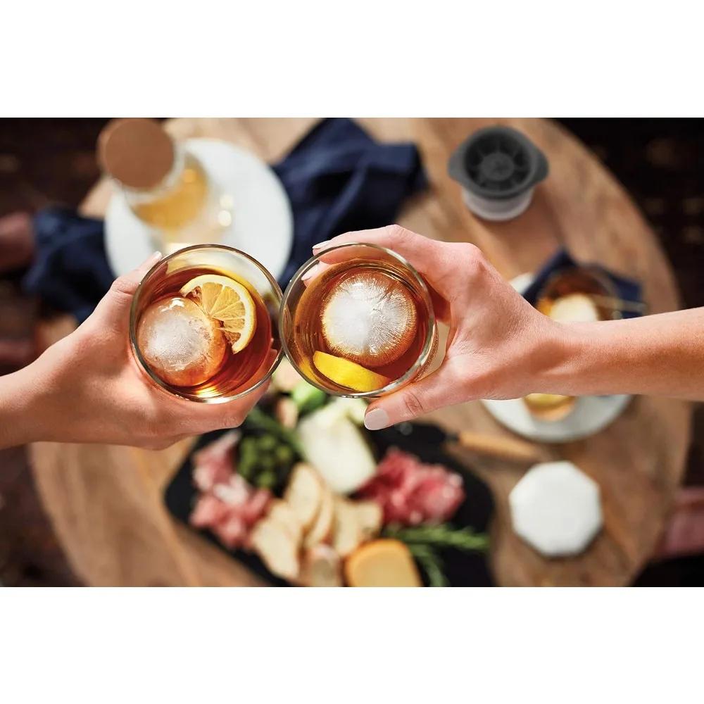 2pcs Sphere Ice Mold Whiskey Rocks Ice Molds Stackable Ice Molds for Cocktails Traditional-Style Whiskey Rock Ice Makers