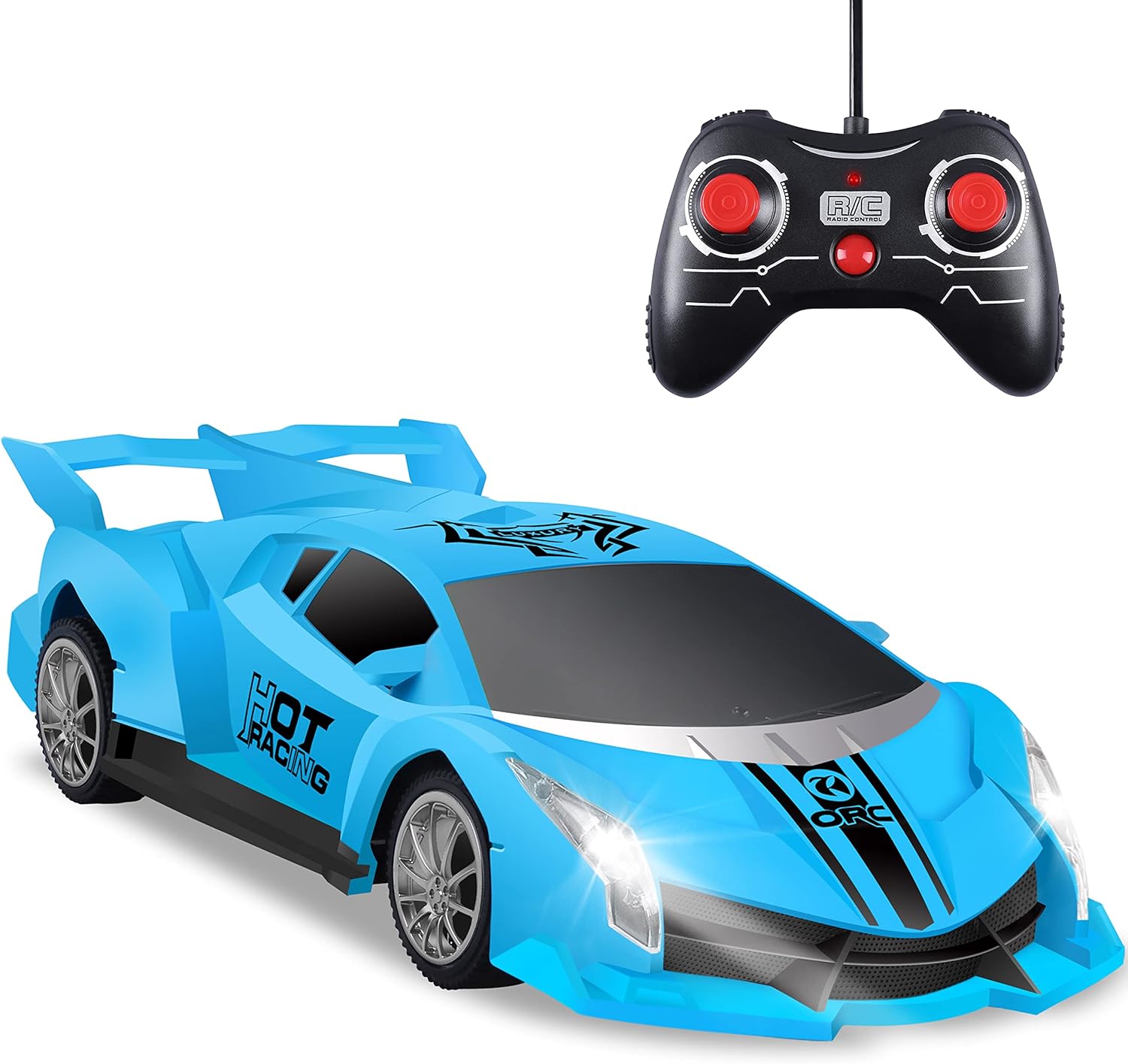 

Remote Control Car, 2.4Ghz 1/18 Scale Model Racing Car Toys, RC Car for Kids and Boys with Cool Led Lights, Hobby RC Cars Toys