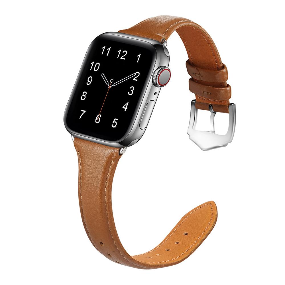 Thin Leather Strap for Apple Watch Series Small Waist Drop-buckle Genuine Leather Thin Strap Univeral Apple Watch Strap