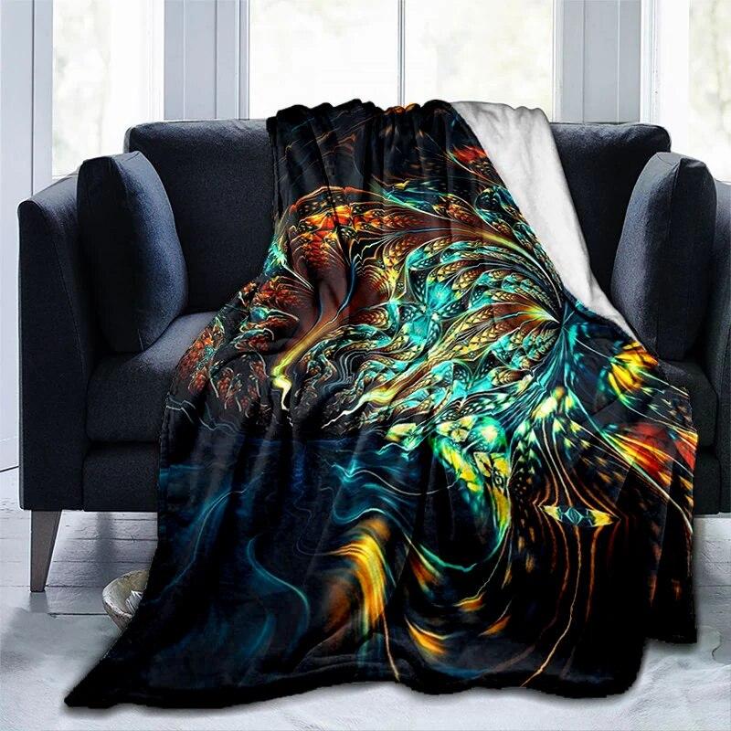 Colorful Magical Fantasy Abstract Art Printed Modern Blanket Gedruckt Bettdecke Geschenk Flannel Soft Sofa Bed Throwing Blankets