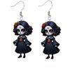 Halloween Themed Black Skull Rose Girl Four Pattern Women Earrings Acrylic