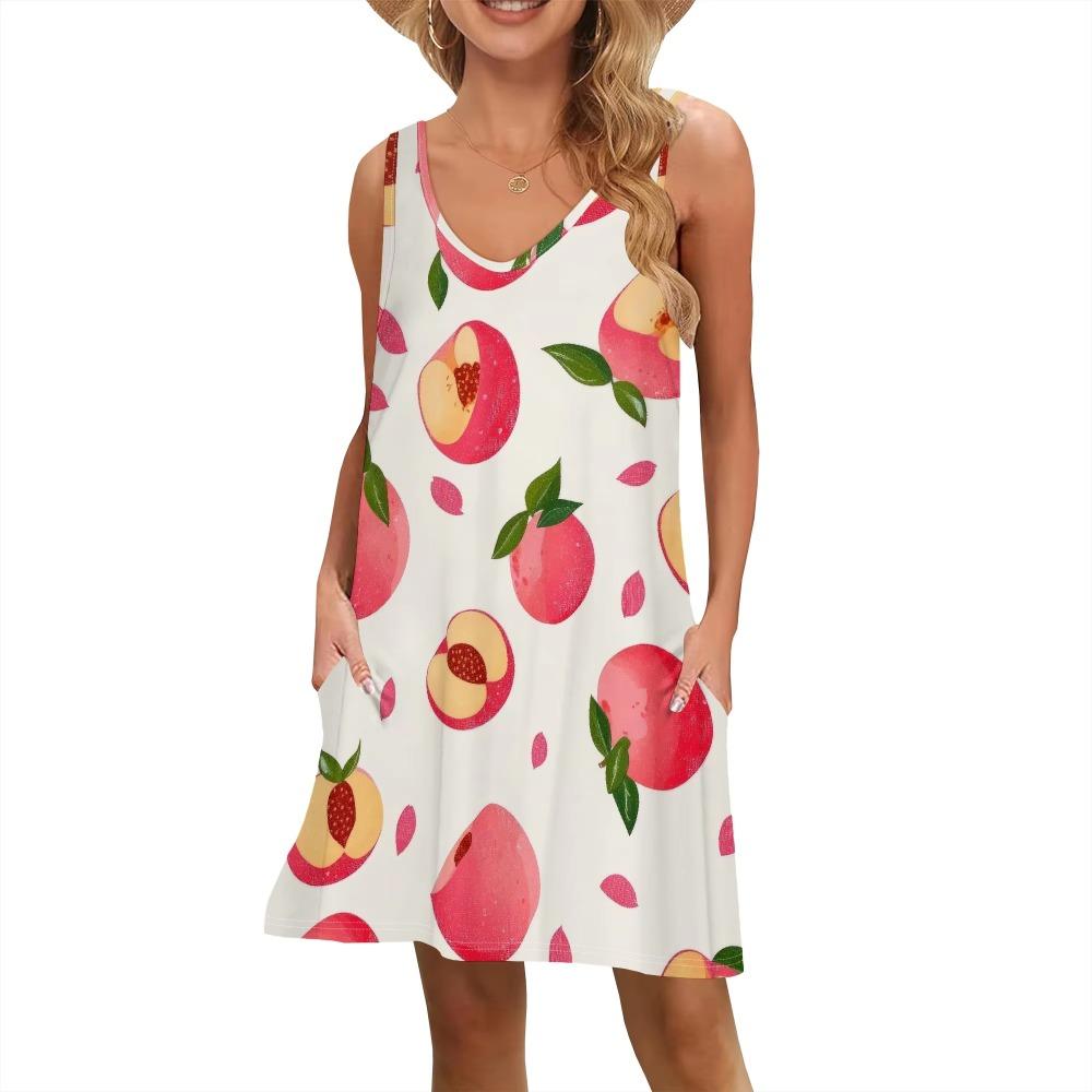 Vibrant White Flowers Green Foliage Dresses Woman Summer Elegant 3D Floral Print Sleeveless Dress Dresses For Girl Party Y2k Top