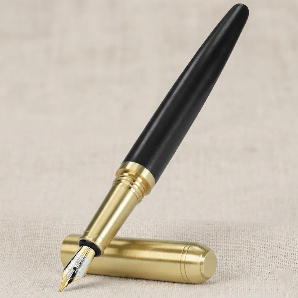 

STONEGO Handcrafted Wood Fountain Pens Vintage Style Medium Nib Includes 4 Ink Cartridges and Converter эбеновый