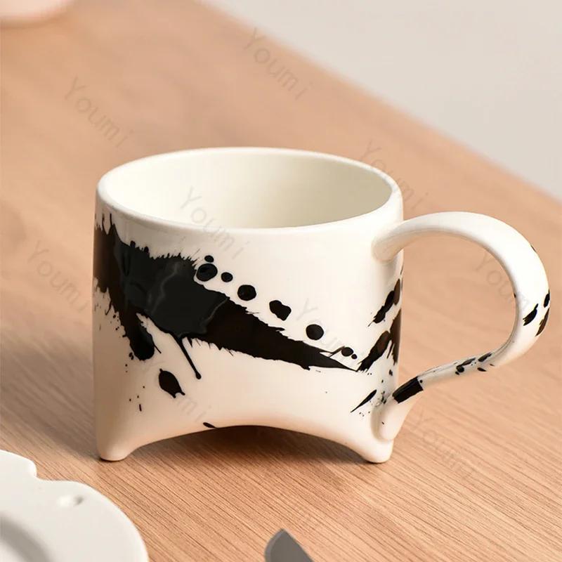 Tasses à café en céramique rétro à la mode Tasse à lait créative pour petit-déjeuner et flocons d'avoine Exquise tasse à eau décontractée pour bureau Mugs à yaourt