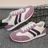 Women's Leather Color-Blocked Breathable Flat Lightweight Casual Running Sports Shoes, Available In Large Sizes.