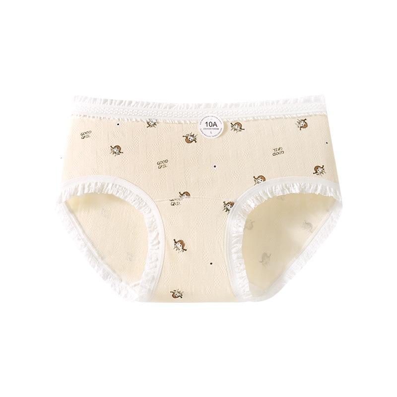 Ladies Spring and Autumn Cartoon Print 10A Antibacterial Extended Crotch Breathable Naked Comfortable Briefs