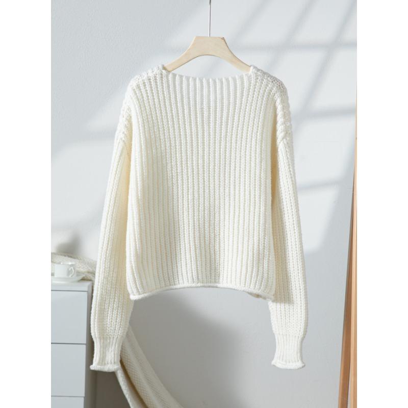 Women S Casual Solid Color Knit Cardigan Sweater With Pockets For Autumn Winter