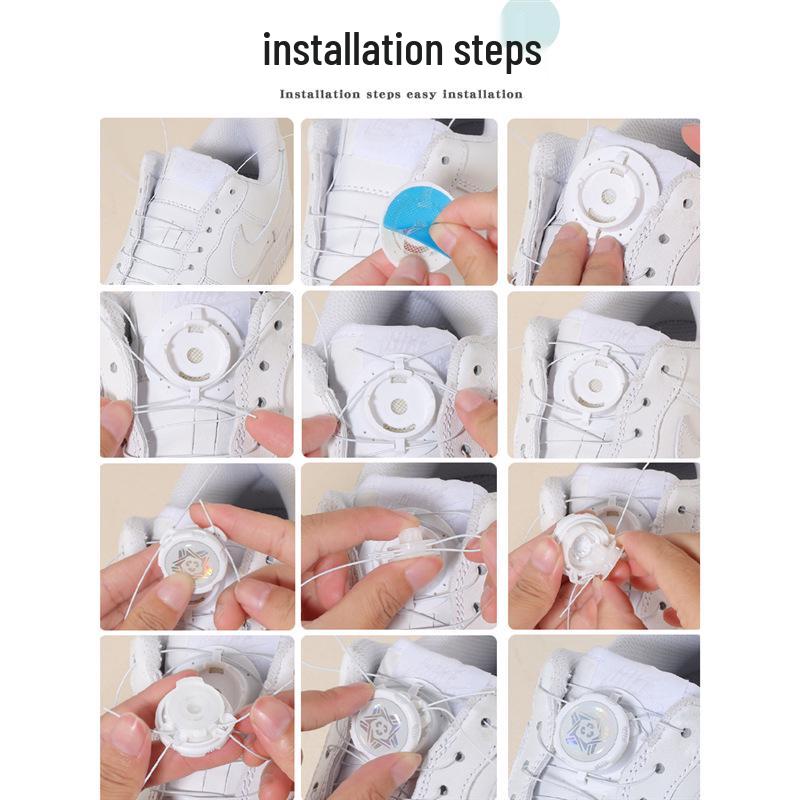 Rotating Button No-Tie Steel Wire Shoelaces for Sneakers and Football Shoes