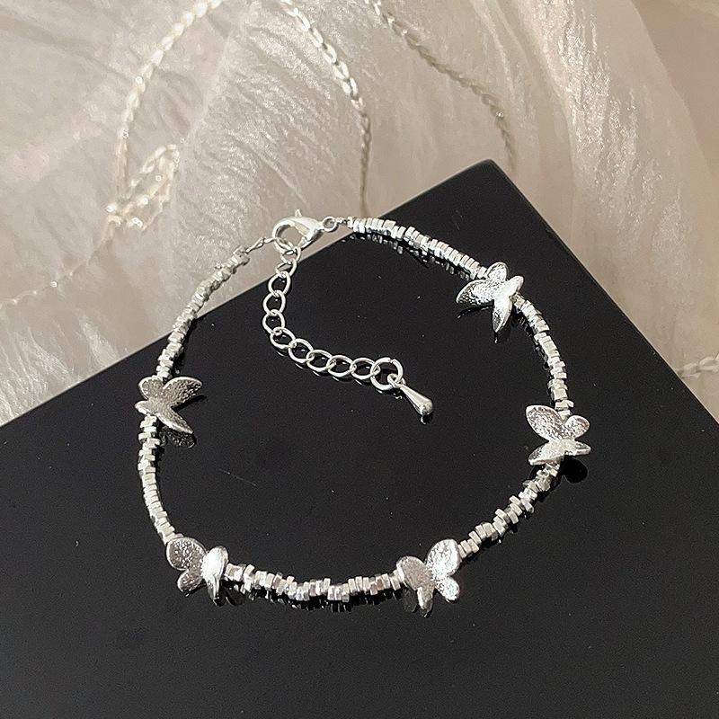 Mori Sweet Butterfly Broken Silver Bracelet Ring Female Simple Personality Unique Fashion Elegant Versatile Bracelet Jewelry