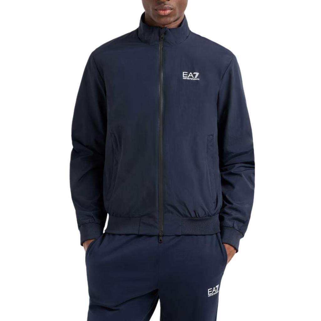 Emporio Armani EA7 Solid Color Stand Collar Zipper Logo Long Sleeve Jacket Men Jackets Navy-Blue 7M000424-AF13569-UB102