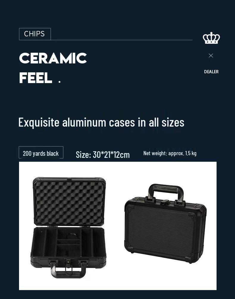 Aluminum Alloy Black K-Type Poker Chip & Chessboard Case