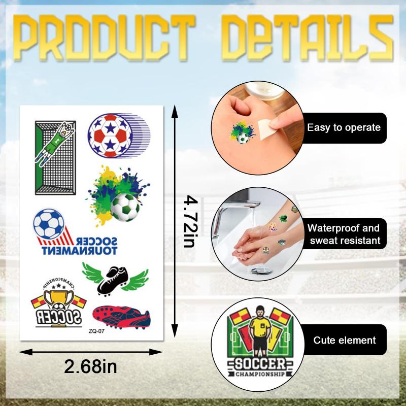 10PCS Soccer Temporary Tattoos Glow in the Dark Waterproof Luminous Fake Tattoo Body Stickers for Football Tournament Fans