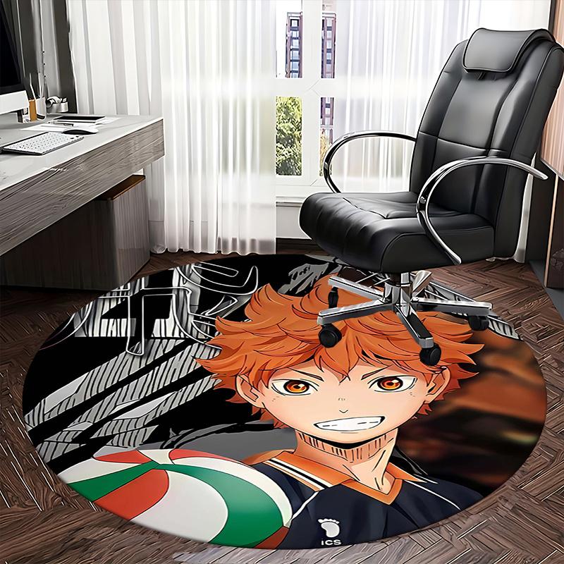 Volleyball,Haikyuu Chair mat Round Rug Office carpet, Machine Washable, Non slip, Suitable for Living Rooms, Bedrooms