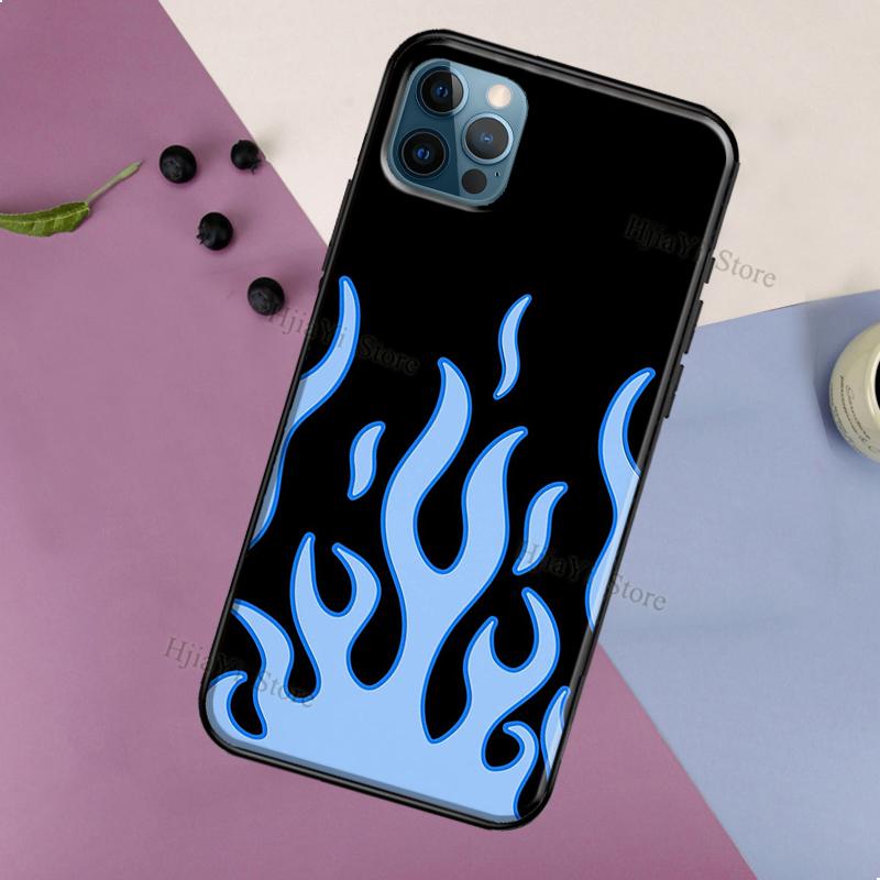 Flame Aesthetic Light Blue Fire Pink Case For iPhone 13 12 11 14 Pro Max 6S 7 8 Plus SE 2020 12 13 Mini X XR XS Max Back Cover