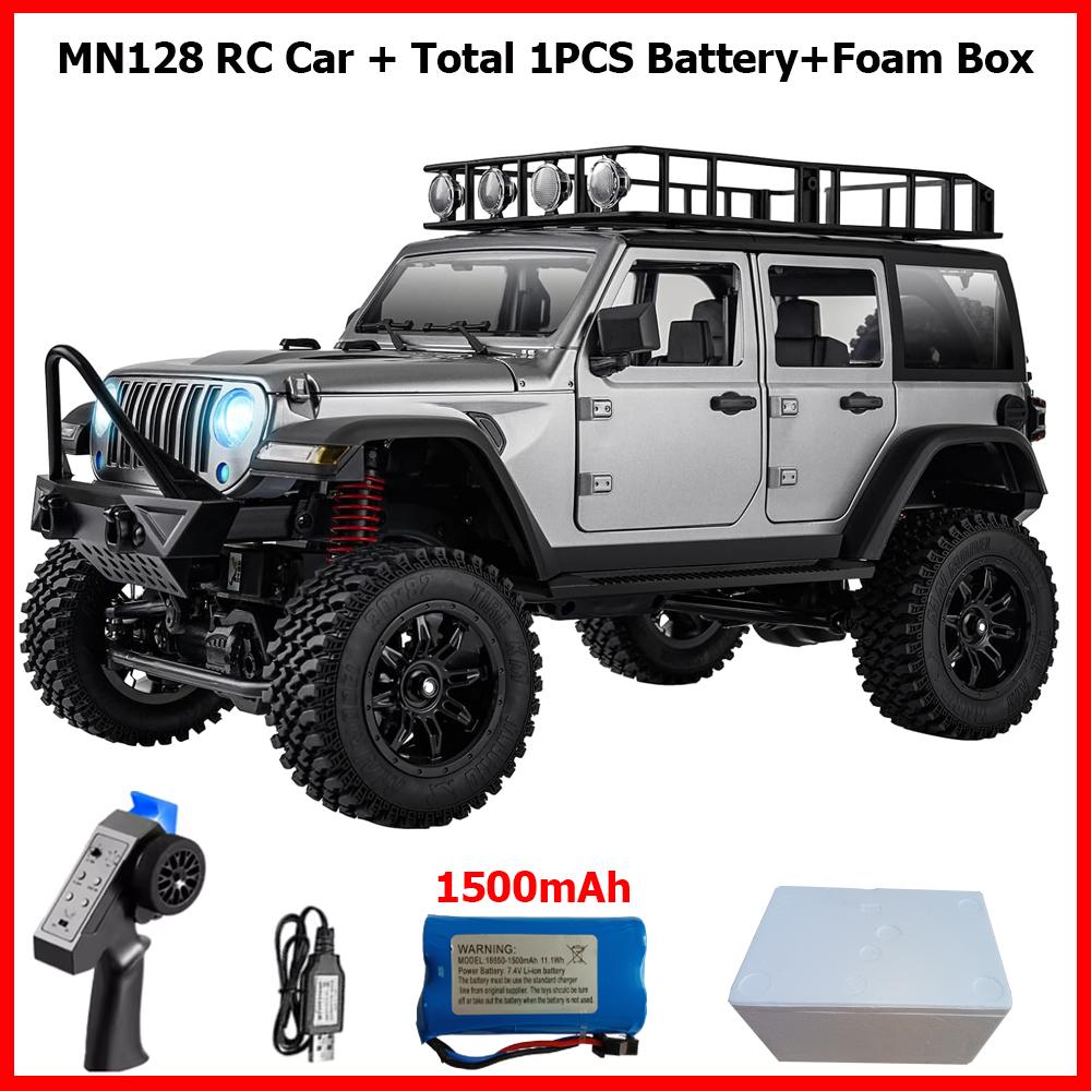 MN128 1/12 RC Car 4WD MN Model RTR 2.4G Remote Control Car Off-Road Climbing Vehicle LED Light 35min Working RC Toy As Kids Gift