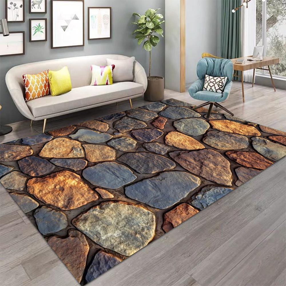 3D Stone Pebble Pattern Carpet Simple And Natural Style Suitable For Balcony Mat Hallway Living Room Decorative Mat