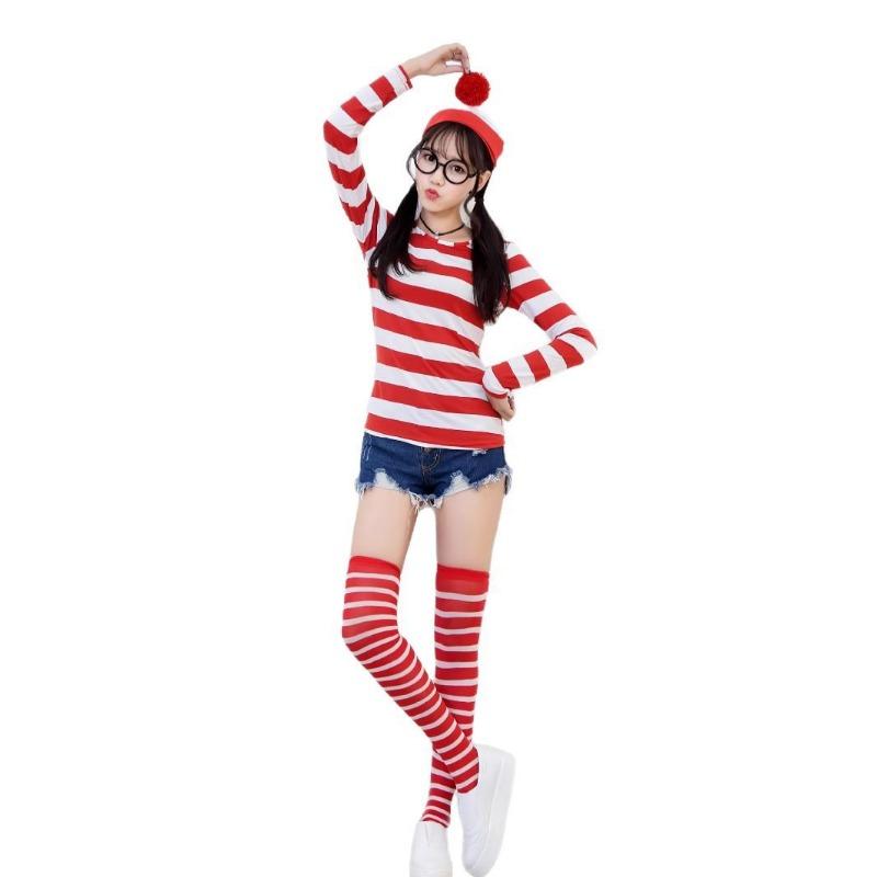 Halloween Smart Wally Where'sWally Anime Character Parent-Child Dress Up Costume
