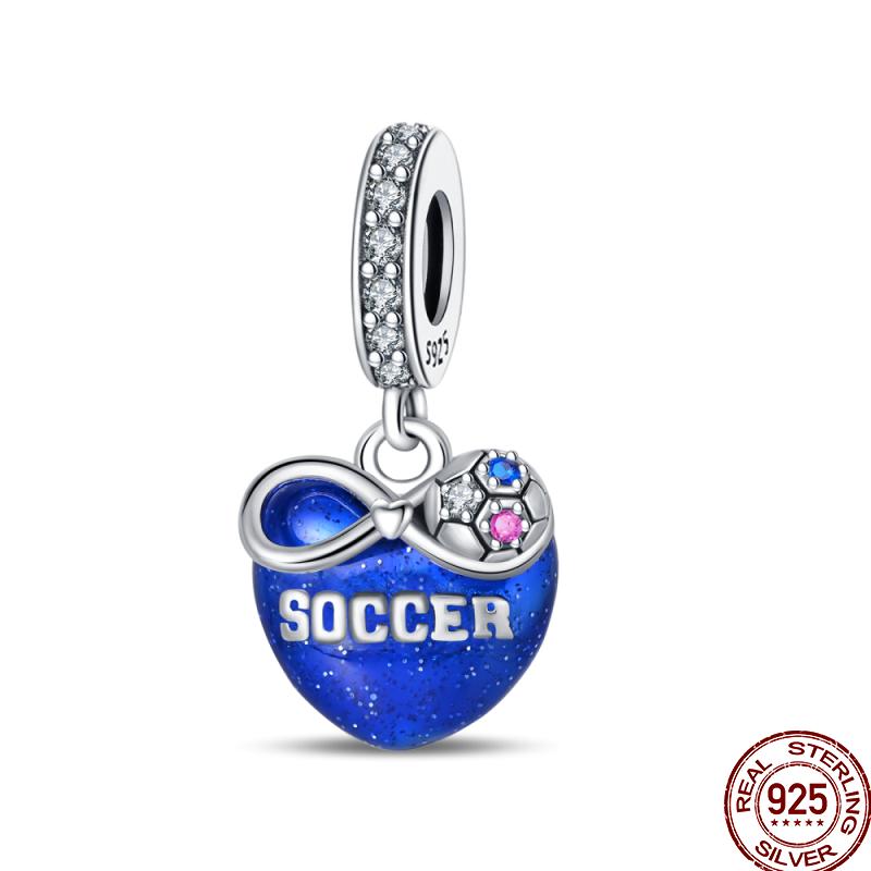 American Sports Series Copper Badminton Baseball Football Pendant Beads Suitable For 3Mm Original Bracelet Diy