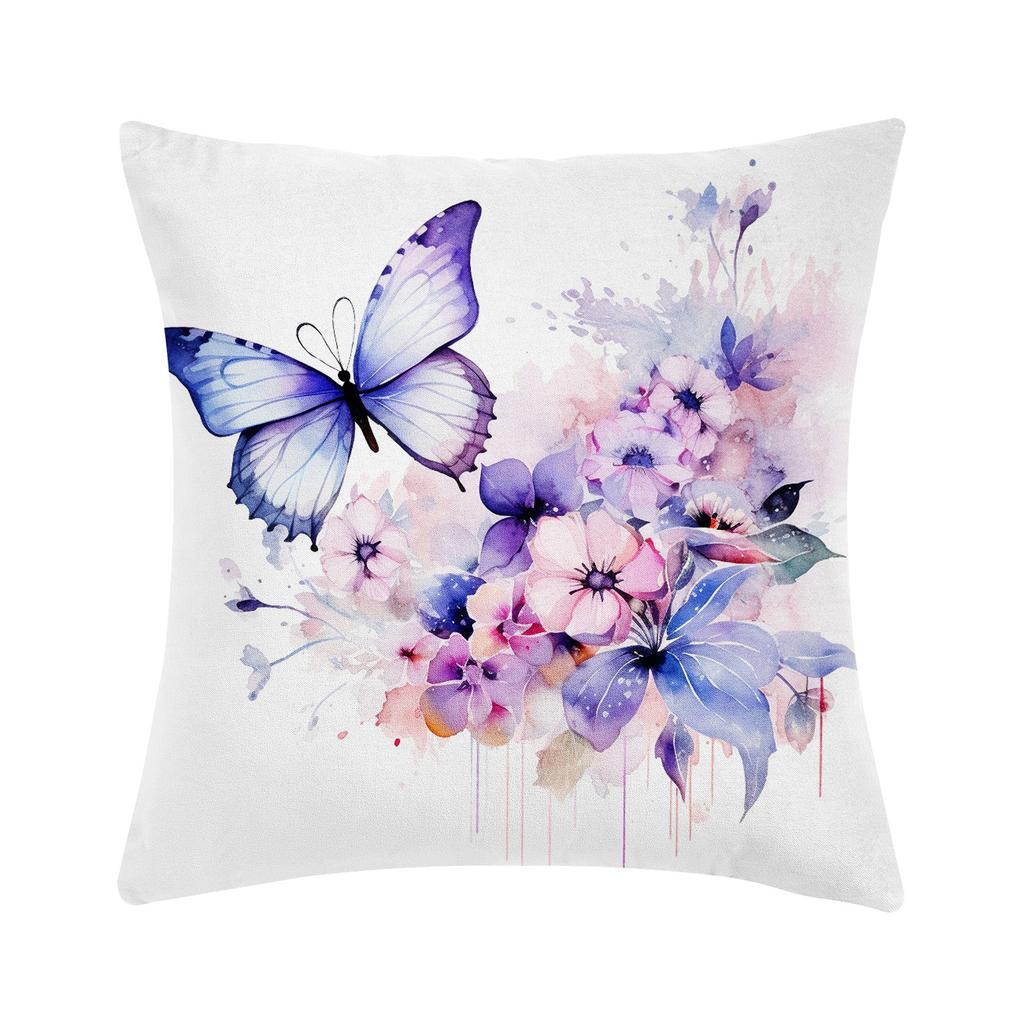 Spring And Summer Butterfly Print Pillow Car Cushion Head-To-Bench Pillow Short Plush Pillow Case Premium Durable