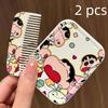 New Anime Accessories Xiao Xin Cute Folding Small Mirror With Comb Mini Portable Outdoor Makeup Mirror Comb Integrated Gift