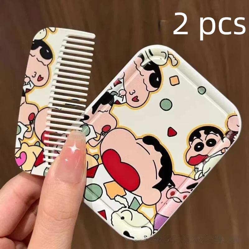 New Anime Accessories Xiao Xin Cute Folding Small Mirror With Comb Mini Portable Outdoor Makeup Mirror Comb Integrated Gift
