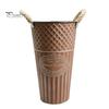 Retro Style Metal Flower Pot Vintage Buckets, Rustic Vases with Handles, Floral Containers, Wide Balcony Arrangement Holder Mouth Plant Display