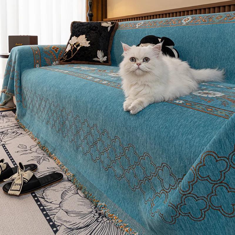 

Bohemian Sofa Towel for Living Room Printed Chenille Anti Cat Scratch Couch Protective Cover Soft Multifunctional Knee Blanket 180x130cm