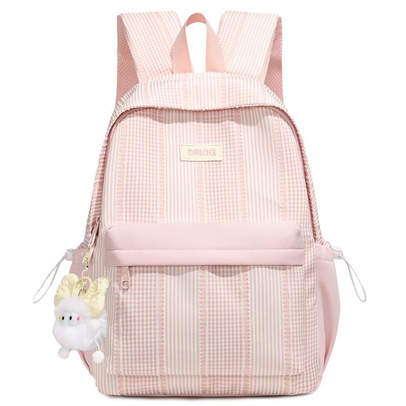 New plaid sweet girl backpack student schoolbag large capacity lightweight fashion travel backpack