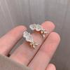 Chinese Plum Blossom Branches Leaves Stud Earring for Women Korean Style Exquisite Crystal Rhinestone Zircon Brincos Gift